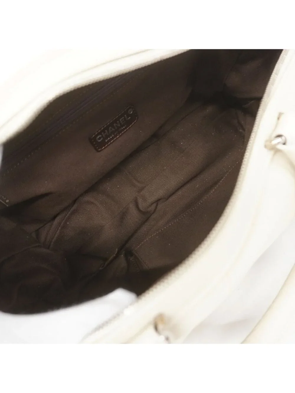 Chanel Handle Calfskin Ivory Silver Handbag
